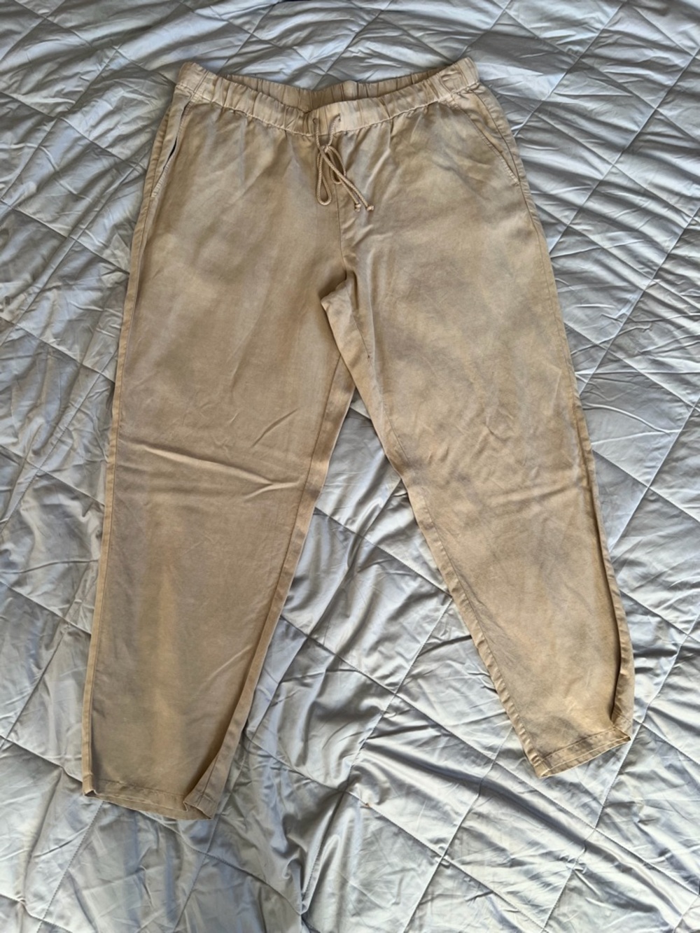 Eileen Fisher Women’s Tencel/Linen Blend Drawstring Beige Pants